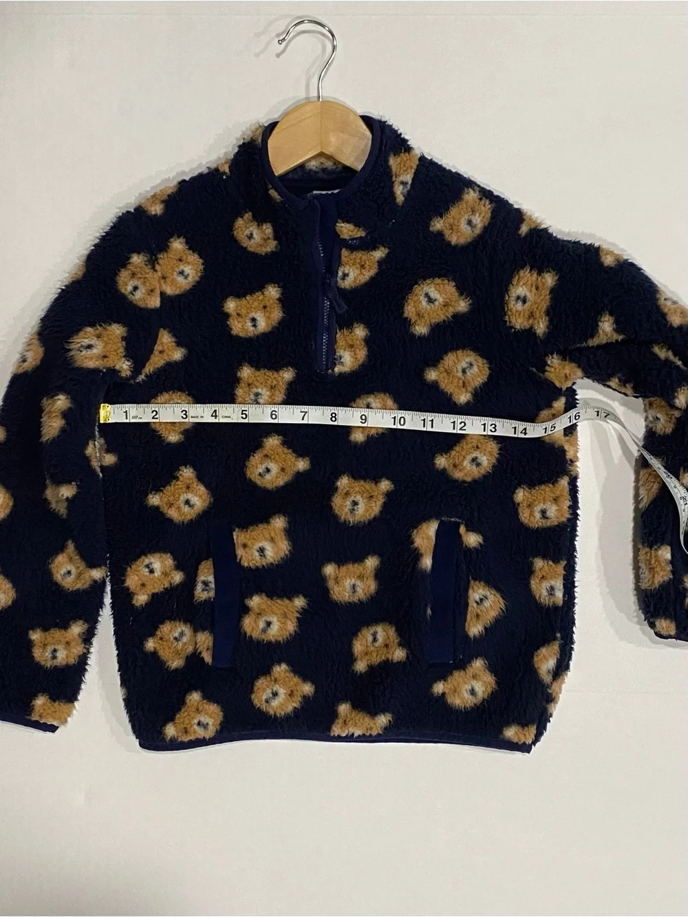Gymboree Boys ‘Little Essentials’ Navy Bear Sherpa Half-zip Pullover Size 7